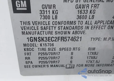 2015 Chevrolet Tahoe Commercial Fleet z USA, uszkodzony, nr VIN 1GNSK3EC2FR574621